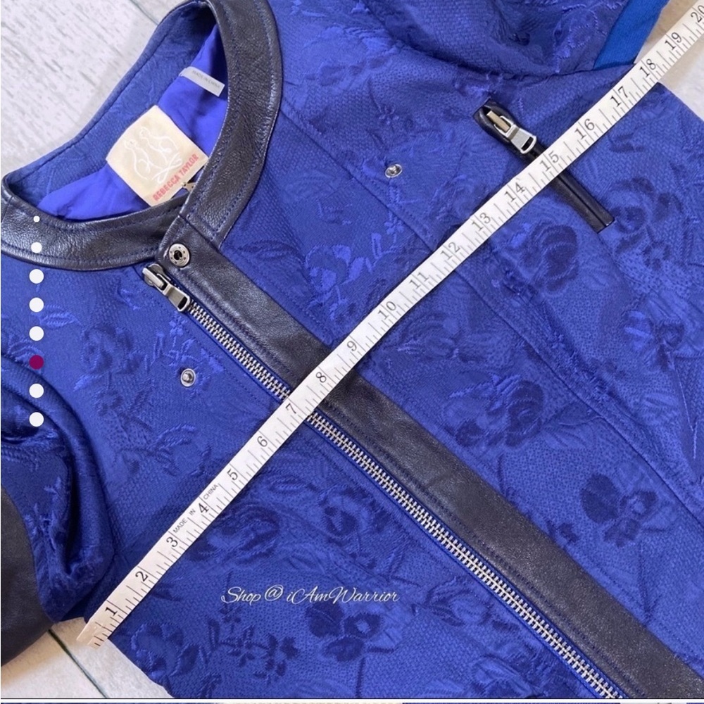 Rebecca Taylor leather floral jacquard zip moto jacket *shop@iamwarrior - Picture 7 of 9
